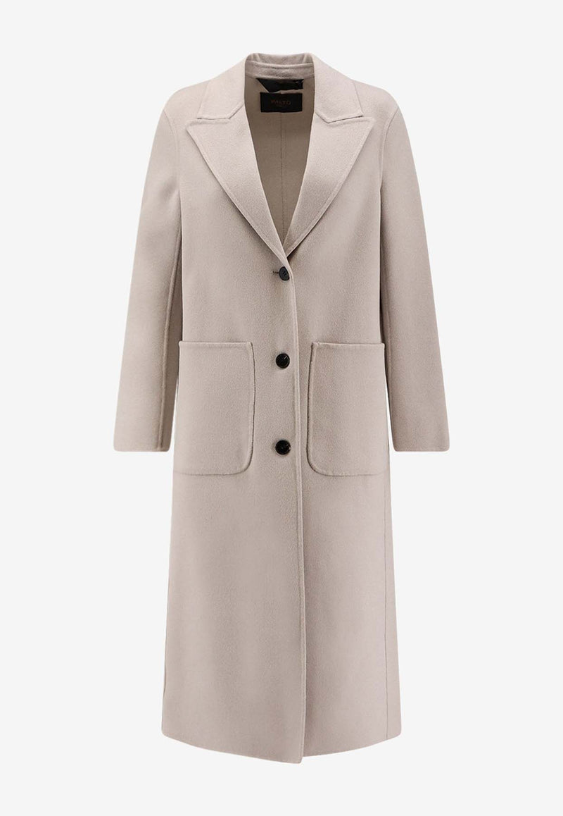 Paltò Elsa Single-Breasted Wool Coat Cream 1PDELSADOU702_Black_35065758