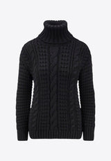 Moncler X EE72 by Edward Enninful Cable Knit Turtleneck Sweater Black K24038G0000289AYC999_Black_29848295