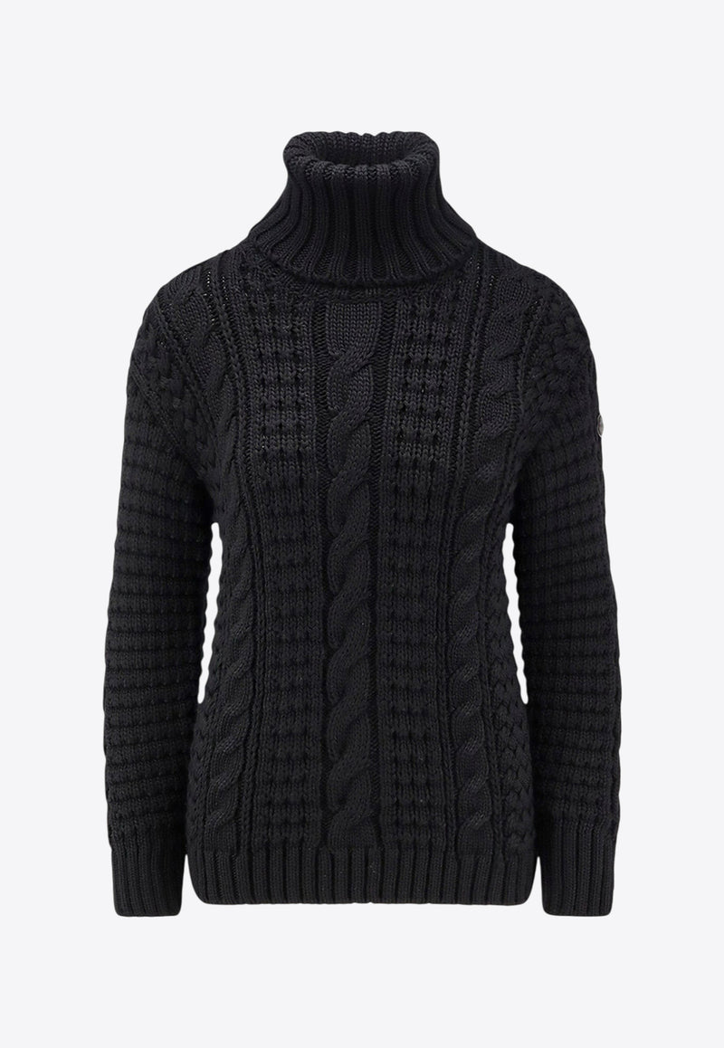 Moncler X EE72 by Edward Enninful Cable Knit Turtleneck Sweater Black K24038G0000289AYC999_Black_29848295