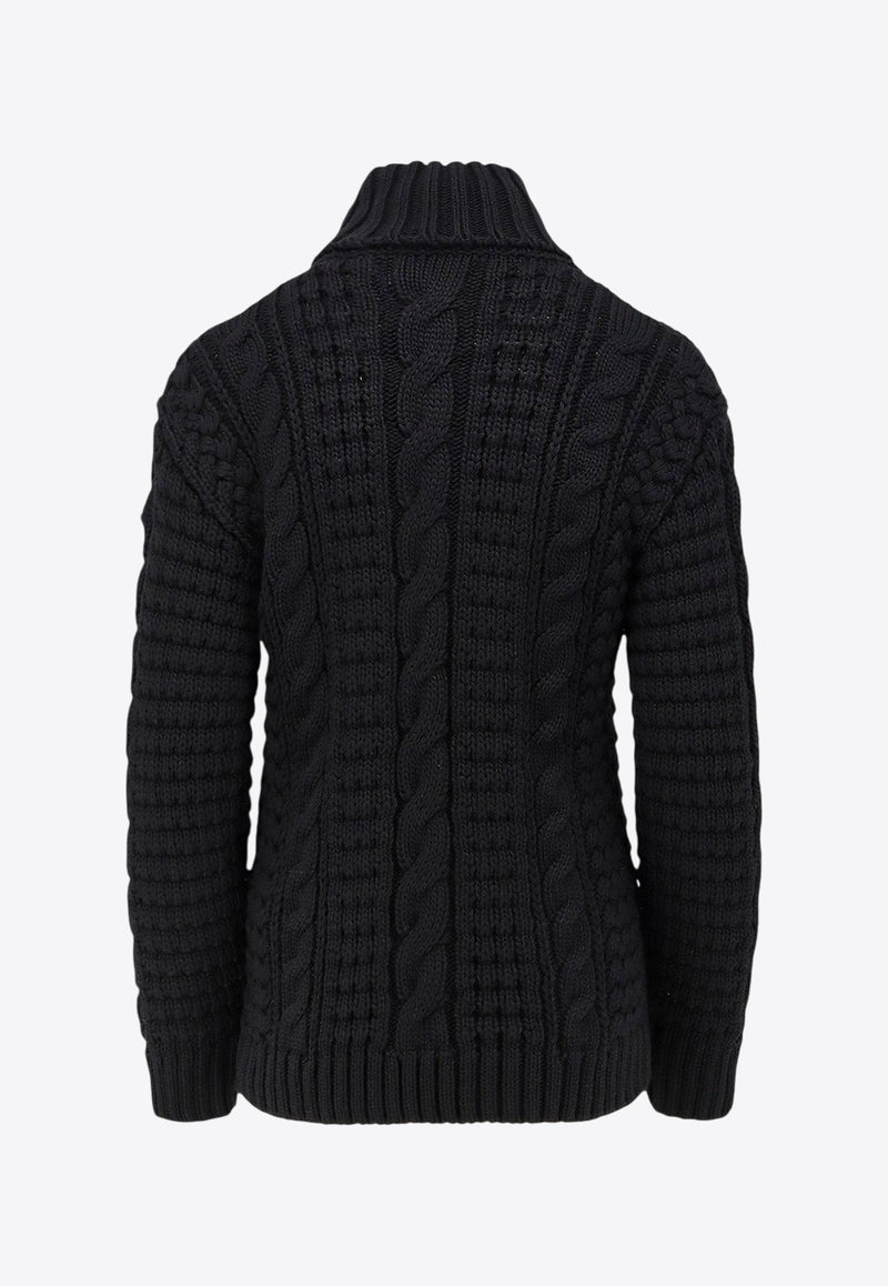Moncler X EE72 by Edward Enninful Cable Knit Turtleneck Sweater Black K24038G0000289AYC999_Black_29848295