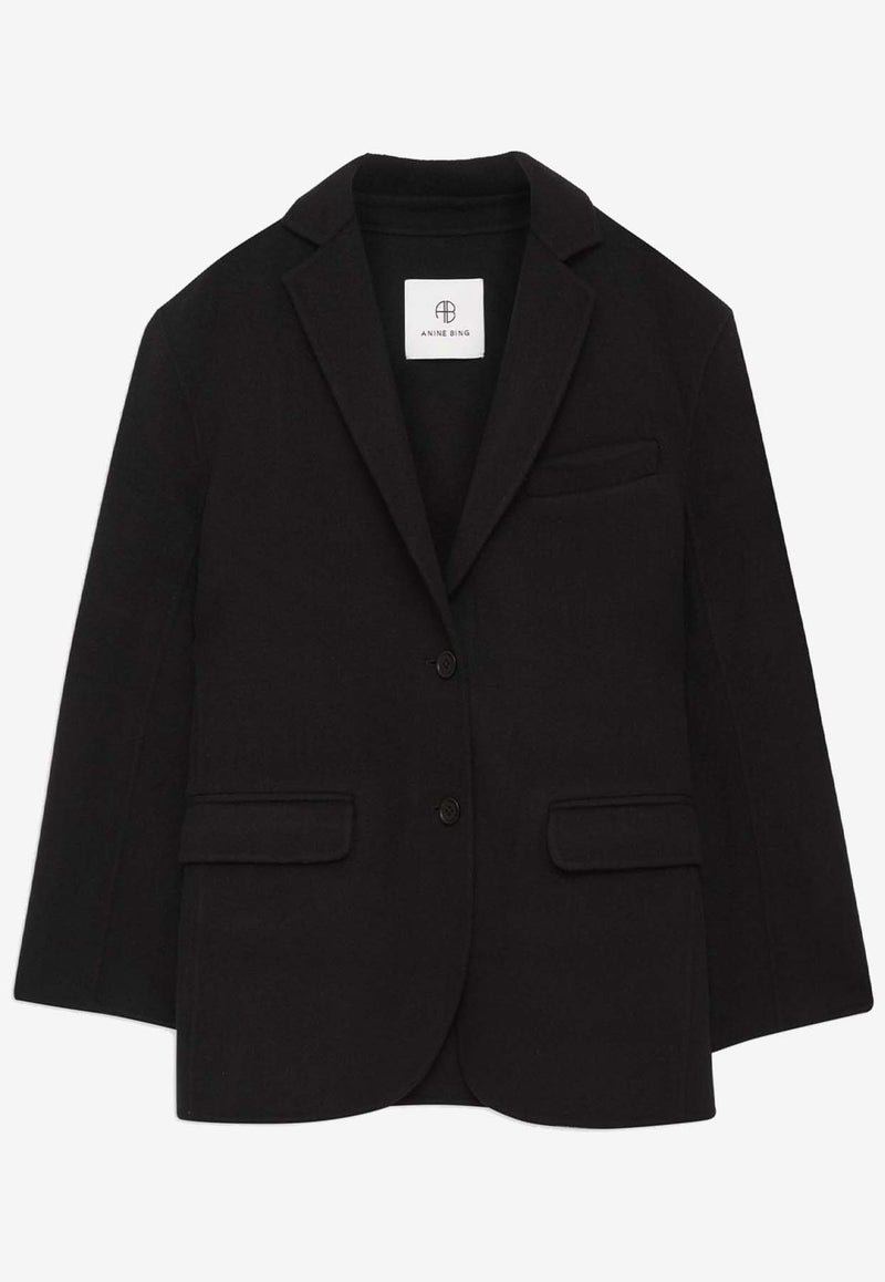 Anine Bing Quinn Single-Breasted Blazer Black A017073_000