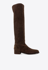 Dolce & Gabbana DG Logo Knee-High Suede Boots Brown CU1217A127580081_EBANO 1_29842152
