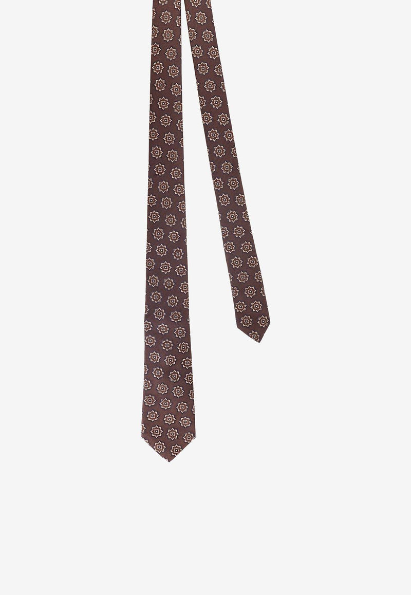Kiton Ciro Paone Pattern Silk Tie Brown UCRVKQC05L8208ANTRACITE_Anthracite_29844342