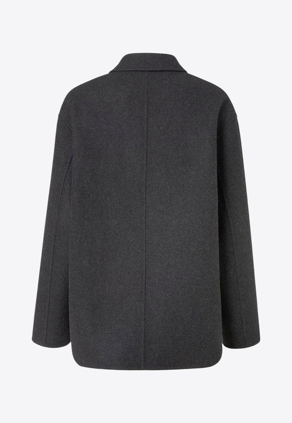 Fendi Double-Breasted Wool Coat Gray FW1415AOYAF0TY6_Grey_29850261