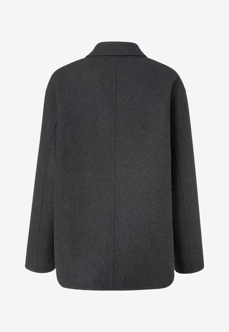 Fendi Double-Breasted Wool Coat Gray FW1415AOYAF0TY6_Grey_29850261