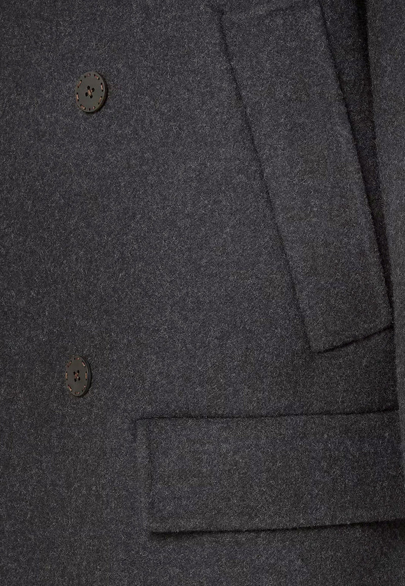 Fendi Double-Breasted Wool Coat Gray FW1415AOYAF0TY6_Grey_29850261