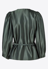 Fendi Duchess Satin Belted Blouse Green FJ7672A9DGF1T6I_FOREST-25_29852388