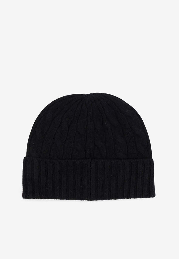 Polo Ralph Lauren Cable Knit Logo Beanie Black 449959346001_POLO BLACK_29845980