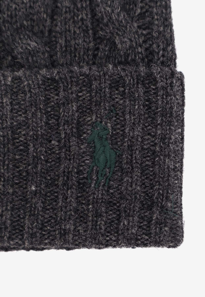 Polo Ralph Lauren Cable Knit Logo Beanie Gray 449959346006_BARCLAY GREY HTHR_29843603