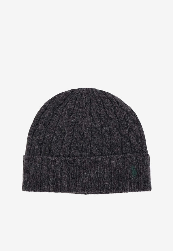 Polo Ralph Lauren Cable Knit Logo Beanie Gray 449959346006_BARCLAY GREY HTHR_29843603