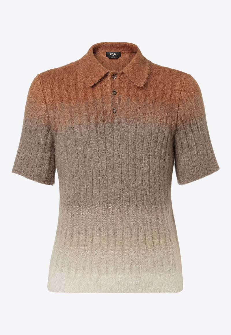 Fendi Mohair Knit Ombre Polo T-shirt Multicolor FZC162AOZUF0XDA_SMOKE_29853492