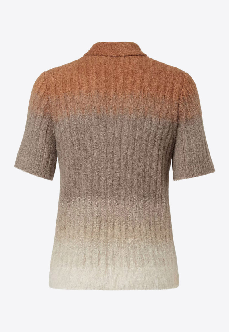 Fendi Mohair Knit Ombre Polo T-shirt Multicolor FZC162AOZUF0XDA_SMOKE_29853492