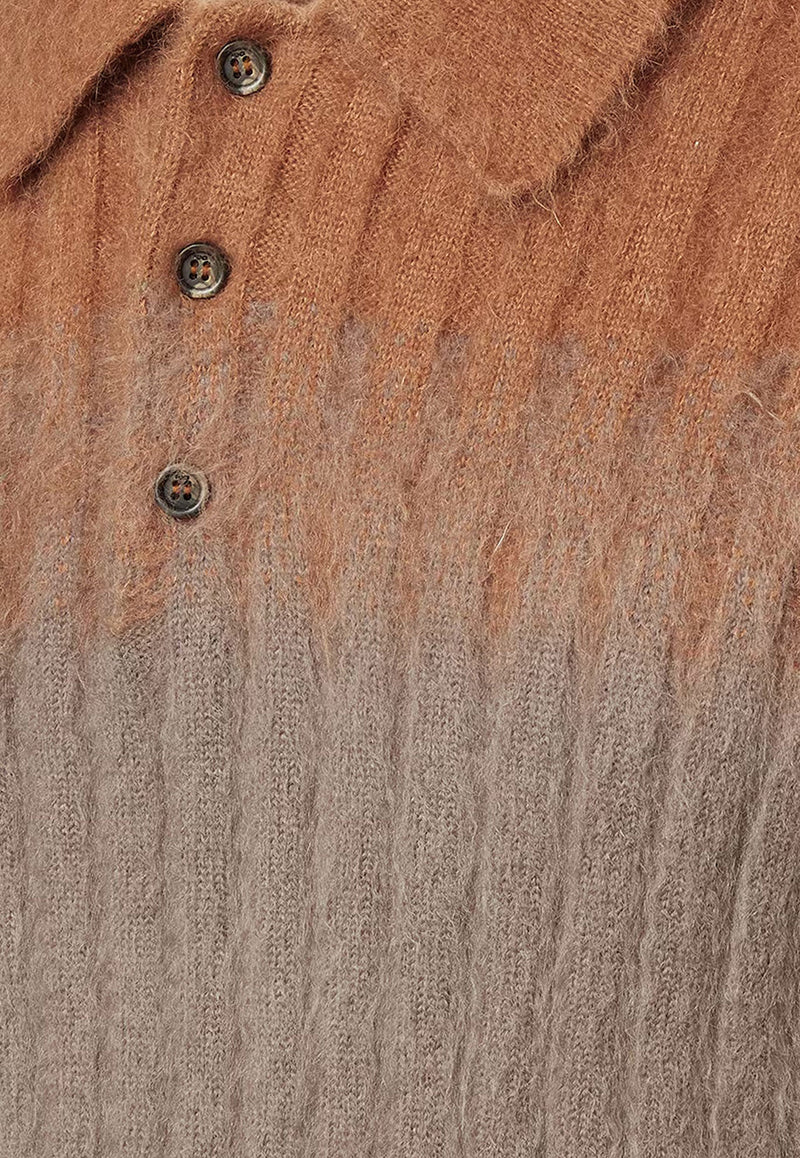 Fendi Mohair Knit Ombre Polo T-shirt Multicolor FZC162AOZUF0XDA_SMOKE_29853492