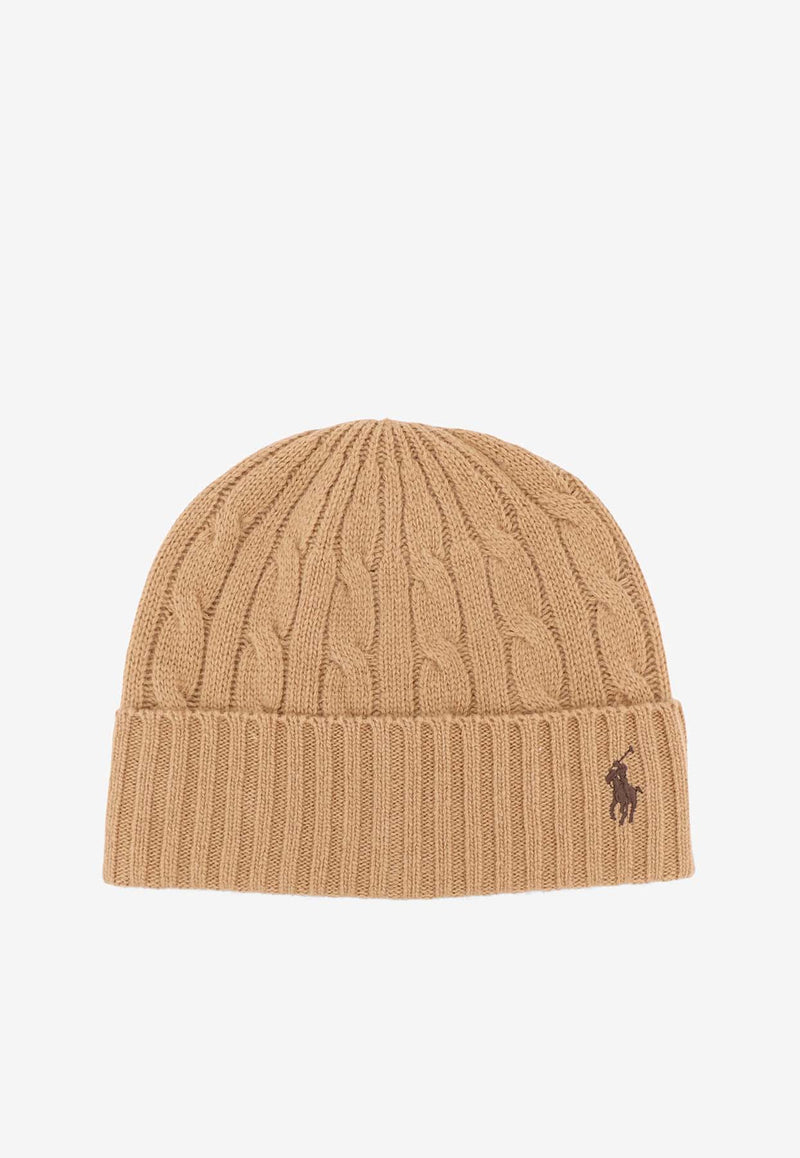 Polo Ralph Lauren Cable Knit Logo Beanie Beige 449959346005_CLASSIC CAMEL_29847560