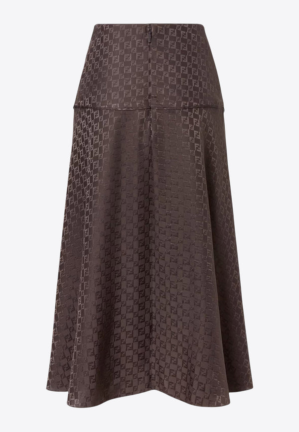 Fendi FF Jacquard Silk Skirt Brown FQ7688AUQGF1T6H_DARK BROWN-25_29850135
