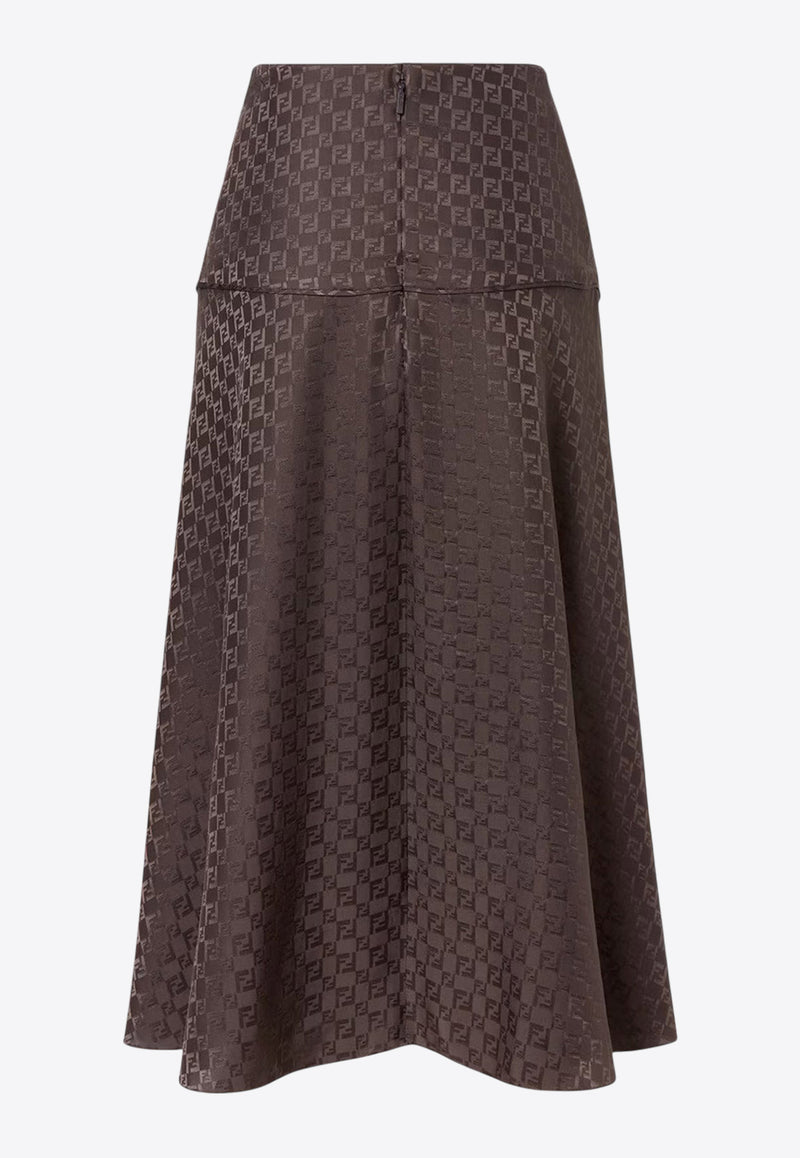 Fendi FF Jacquard Silk Skirt Brown FQ7688AUQGF1T6H_DARK BROWN-25_29850135