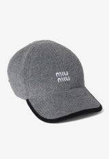 Miu Miu Logo Embroidered Fleece Cap Gray 5HC36915V3_F0031