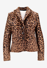La Rose Single-Breasted Leopard Print  Blazer Brown 1619_LEO