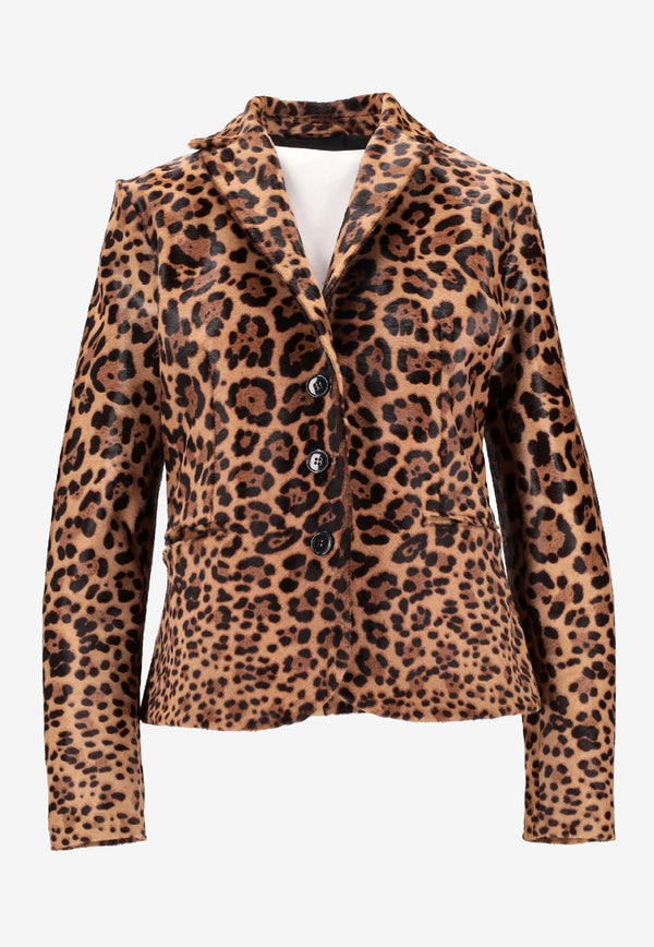 La Rose Single-Breasted Leopard Print  Blazer Brown 1619_LEO