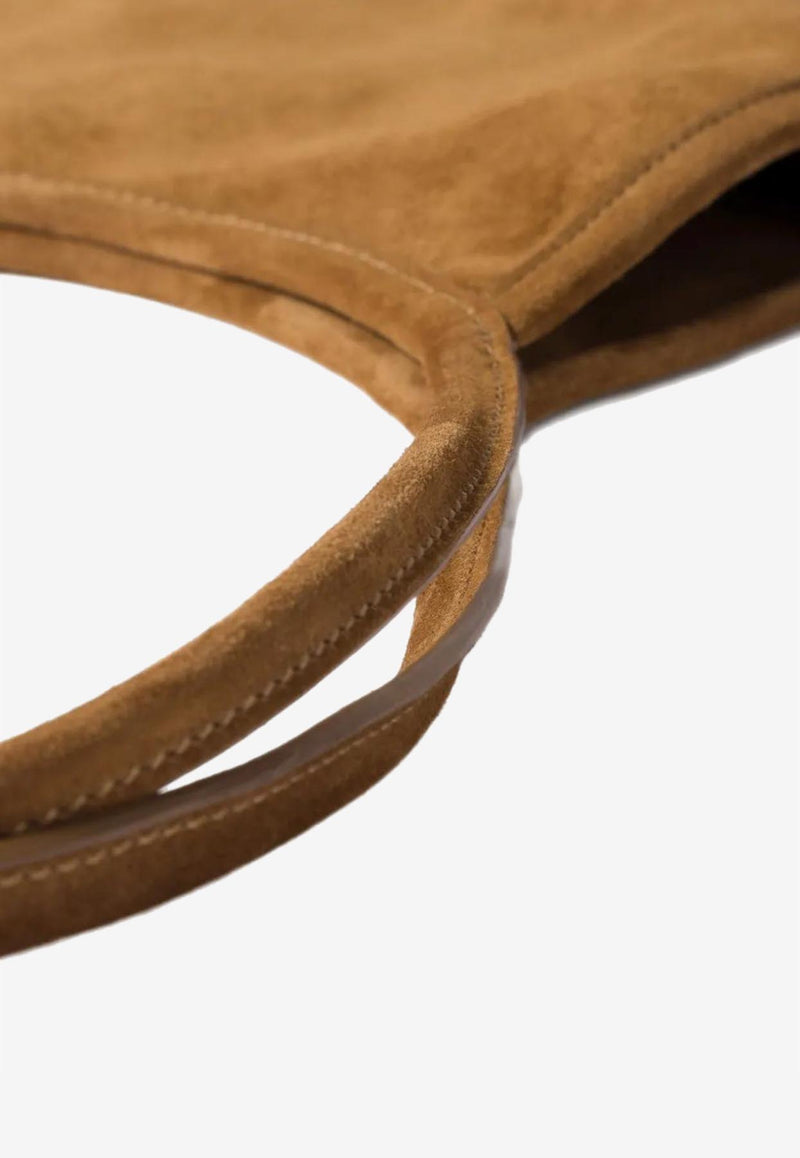 Miu Miu Ivy Logo Patch Suede Shoulder Bag Brown 5BG231VMLN2CSS_F0393