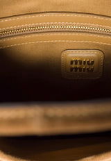 Miu Miu Ivy Logo Patch Suede Shoulder Bag Brown 5BG231VMLN2CSS_F0393