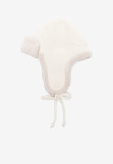 Miu Miu Logo Patch Wool Snow Hat White 5HC3862CSR_F0009