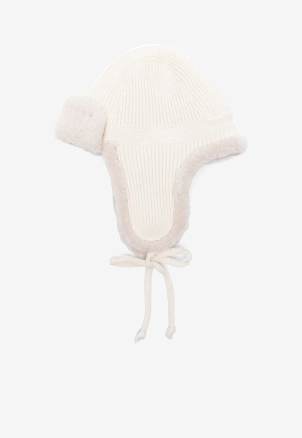 Miu Miu Logo Patch Wool Snow Hat White 5HC3862CSR_F0009