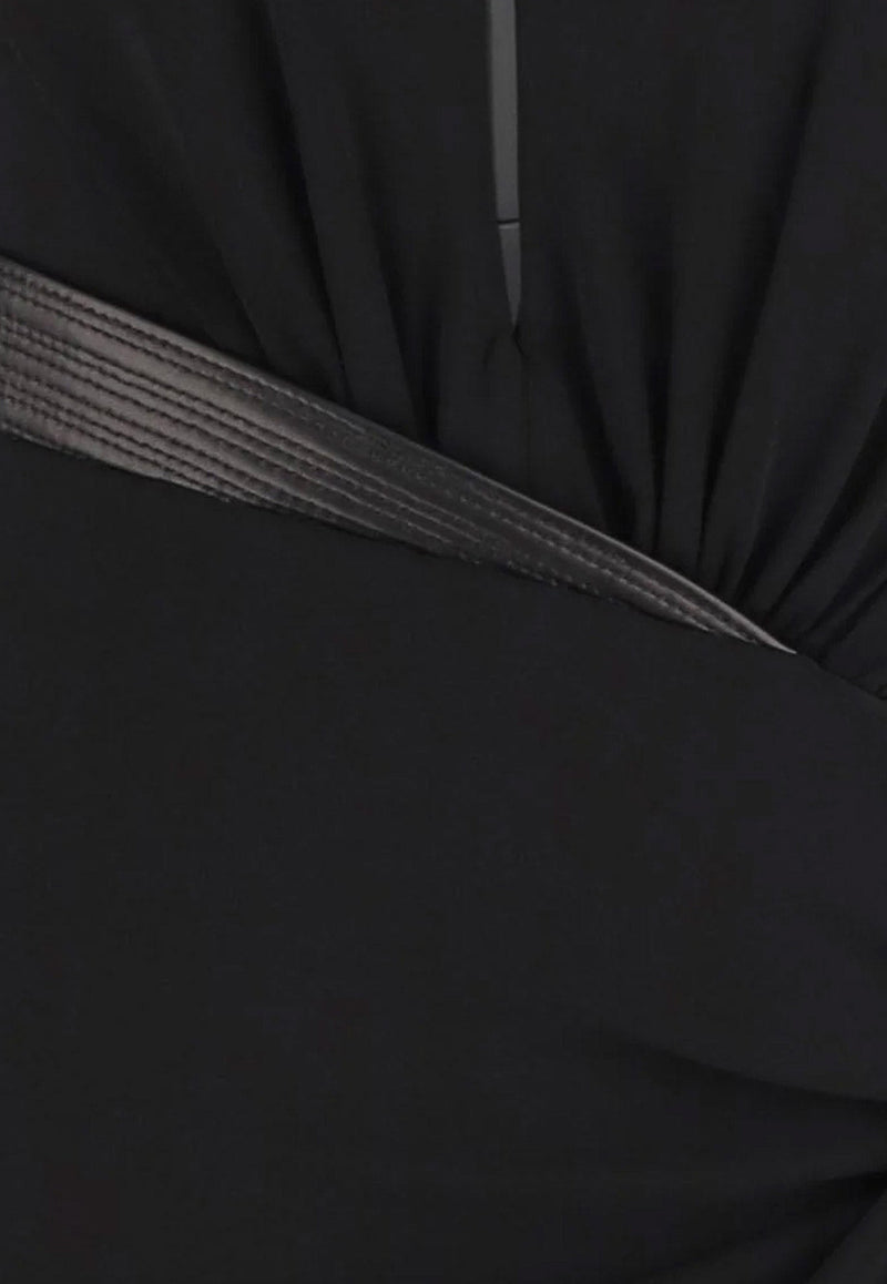 Versace V-neck Crepe Mini Dress Black 10216231A144751B000_Black_30004991