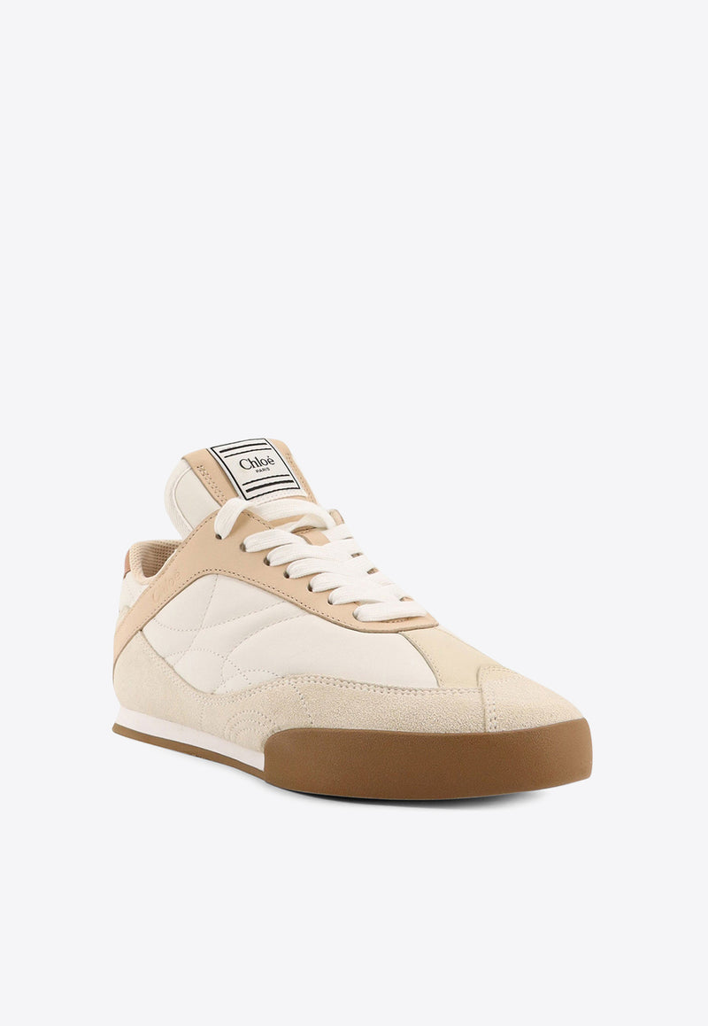 Chloé Kick Leather and Suede Low-Top Sneakers Beige CHC25U07ISL6H1_White_29844575