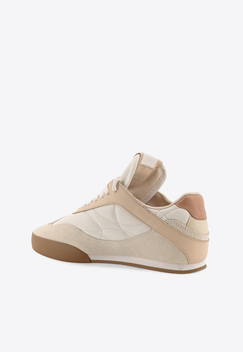 Chloé Kick Leather and Suede Low-Top Sneakers Beige CHC25U07ISL6H1_White_29844575