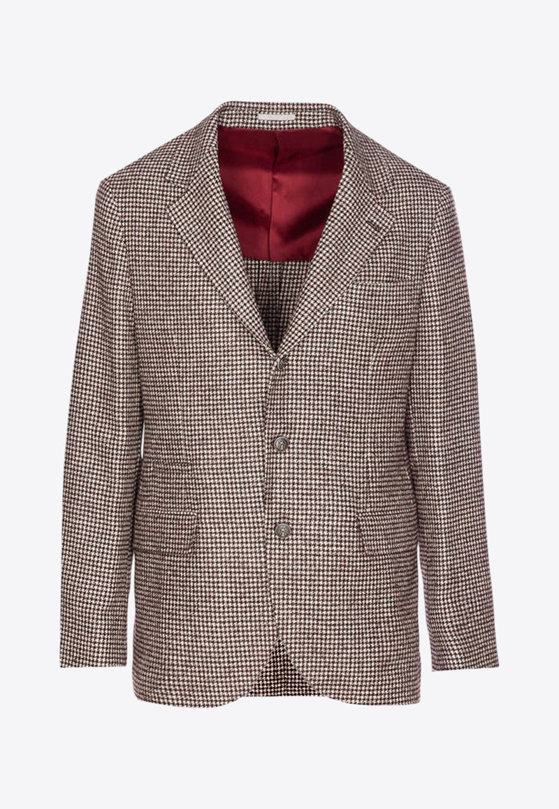 Brunello Cucinelli Houndstooth Wool Blend Single-Breasted Blazer Brown MV4047BTDKC007_Brown_34275609