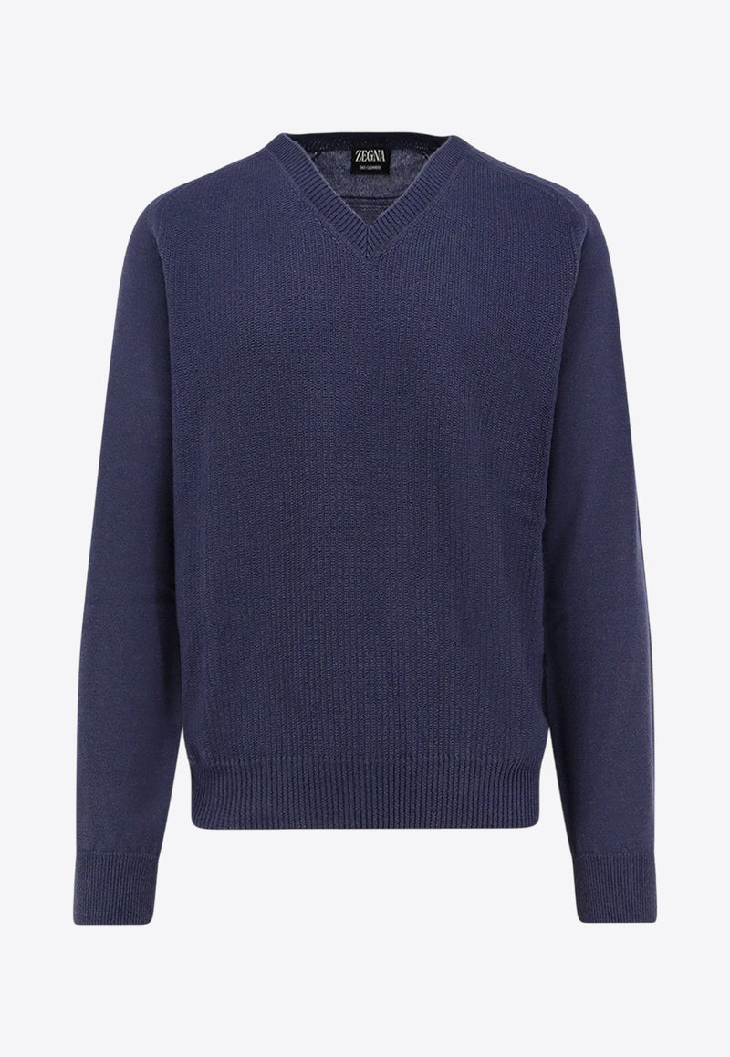 ZEGNA V-neck Cashmere Sweater Blue UGK68A2400B06_Blue_29846512