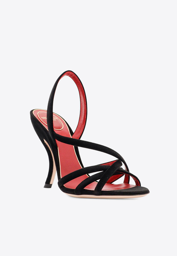 Valentino Fetishique 105 VLogo Velvet Slingback Sandals Black 7W0S0NC6WPJ0NO_Black_30005203