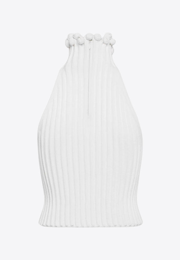 Alaïa Knit High-Neck Cropped Top White AA9H1347K107B0_White_30005123