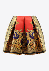 Versace Cheetah Barocco Mini Silk Duchesse Skirt Multicolor 10219881A162475R730_Scarle+Ultramarine_30004994
