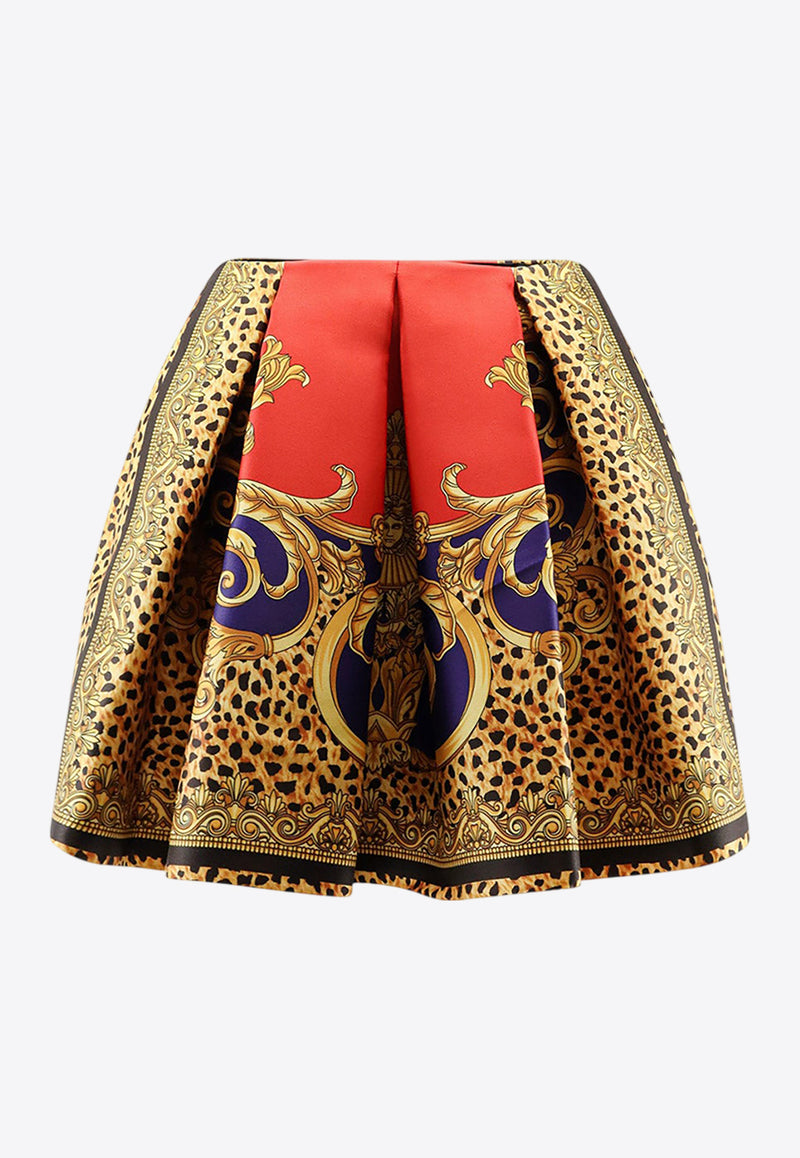 Versace Cheetah Barocco Mini Silk Duchesse Skirt Multicolor 10219881A162475R730_Scarle+Ultramarine_30004994