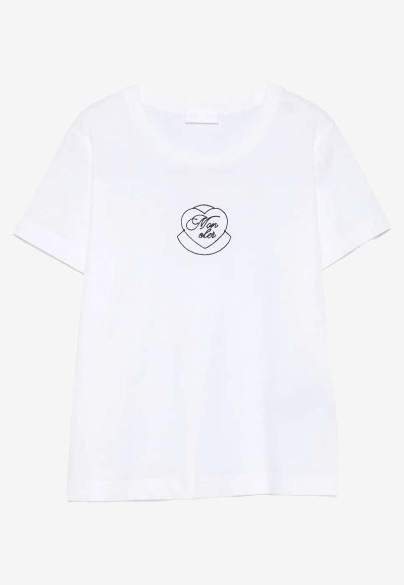 Moncler Embroidered Heart Logo T-shirt White K20938C0000989AJS_00A