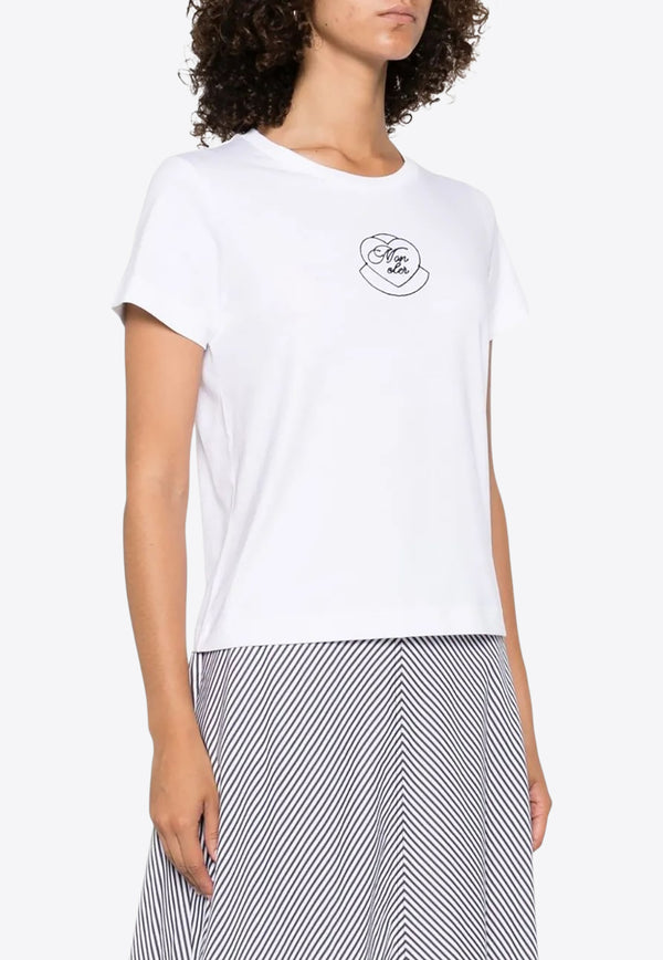 Moncler Embroidered Heart Logo T-shirt White K20938C0000989AJS_00A