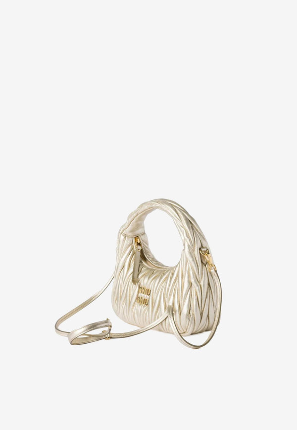 Miu Miu Wander Matelassé Leather Top Handle Bag Gold 5BC125VOOYAN88_F0846