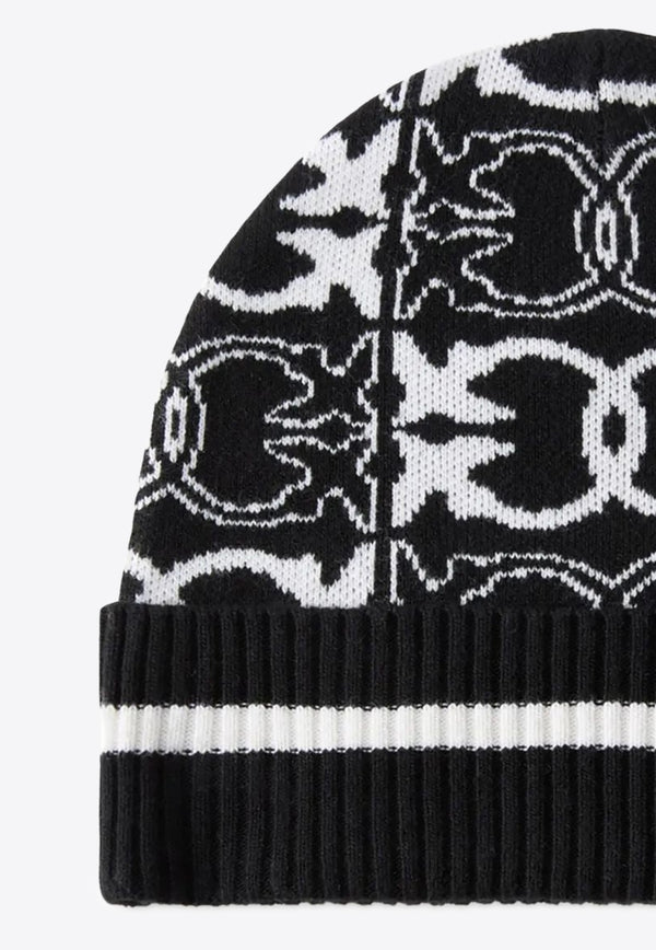 PINKO Jacquard Logo Beanie Black 105991A2YO_ZZ2