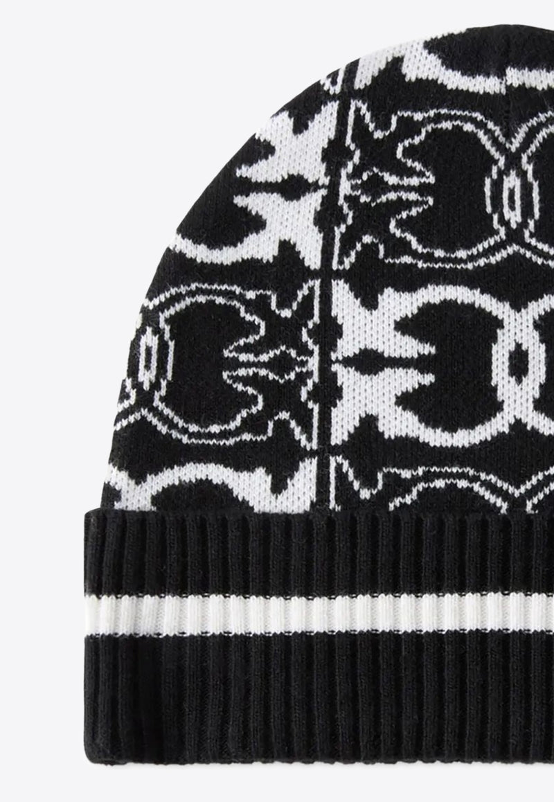 PINKO Jacquard Logo Beanie Black 105991A2YO_ZZ2