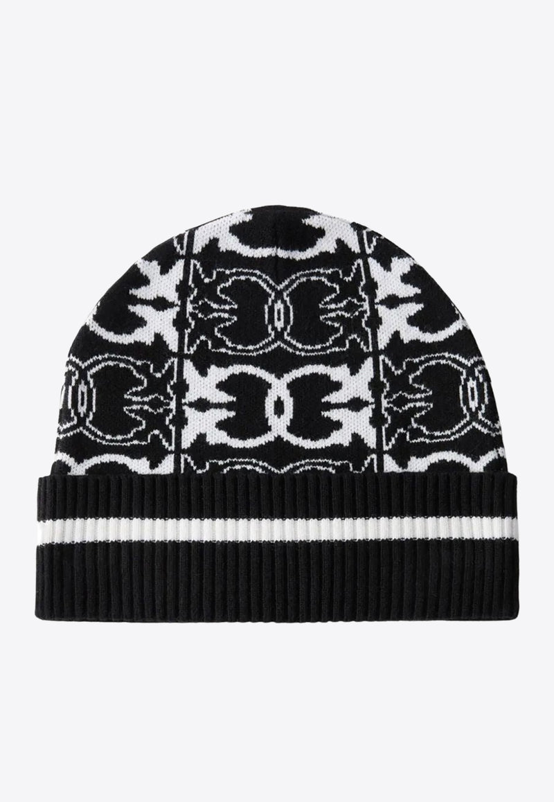 PINKO Jacquard Logo Beanie Black 105991A2YO_ZZ2
