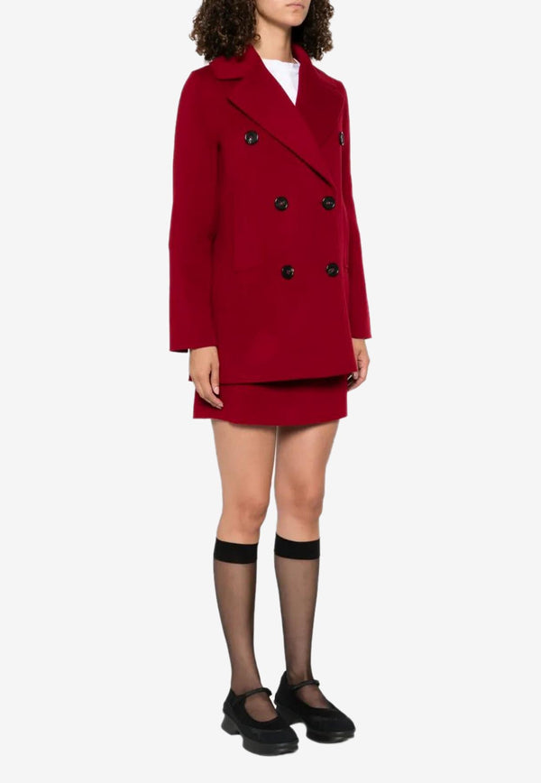 S Max Mara Caban Double-Breasted Wool Short Coat Red 2529086011600CABAN_054