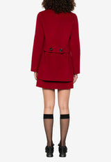 S Max Mara Caban Double-Breasted Wool Short Coat Red 2529086011600CABAN_054