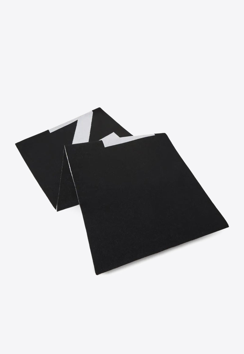 PINKO Logo Knit Wool Scarf Black 105988A2Z5_ZZ2