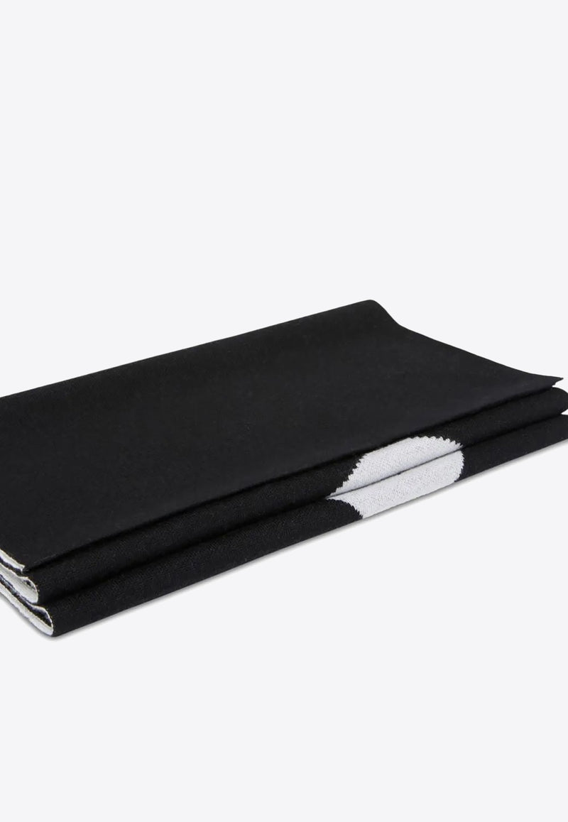 PINKO Logo Knit Wool Scarf Black 105988A2Z5_ZZ2