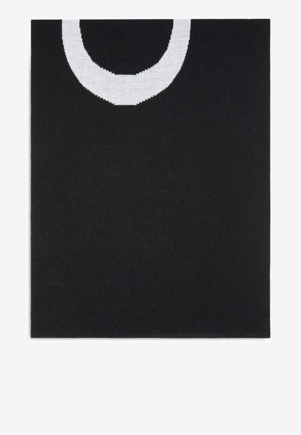 PINKO Logo Knit Wool Scarf Black 105988A2Z5_ZZ2
