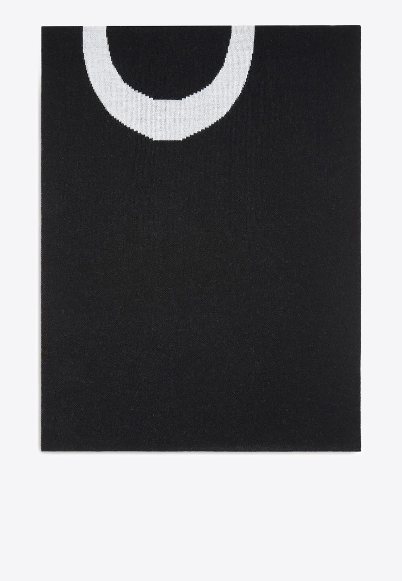PINKO Logo Knit Wool Scarf Black 105988A2Z5_ZZ2