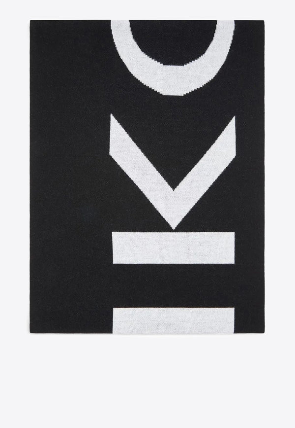 PINKO Logo Knit Wool Scarf Black 105988A2Z5_ZZ2