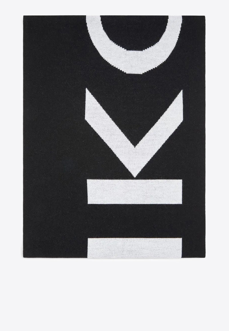 PINKO Logo Knit Wool Scarf Black 105988A2Z5_ZZ2